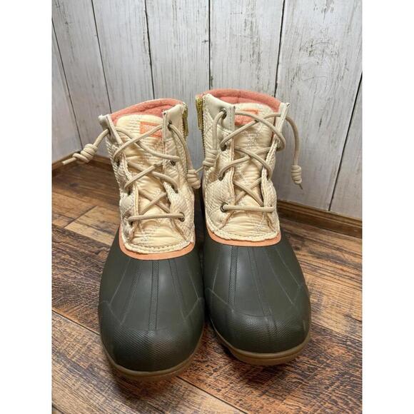 Sperry Shoes - Sperry Saltwater Duck Boots Green Peach Quilted W 9.5